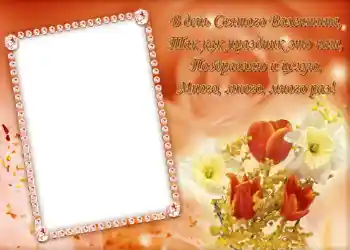 श्रेणी से फ़ोटो प्रभाव वेलेंटाइन डे के लिए कार्ड्स № 684. फ़ोटो फ़्रेम पर लेख: Стишок "В день Святого Валентина...".